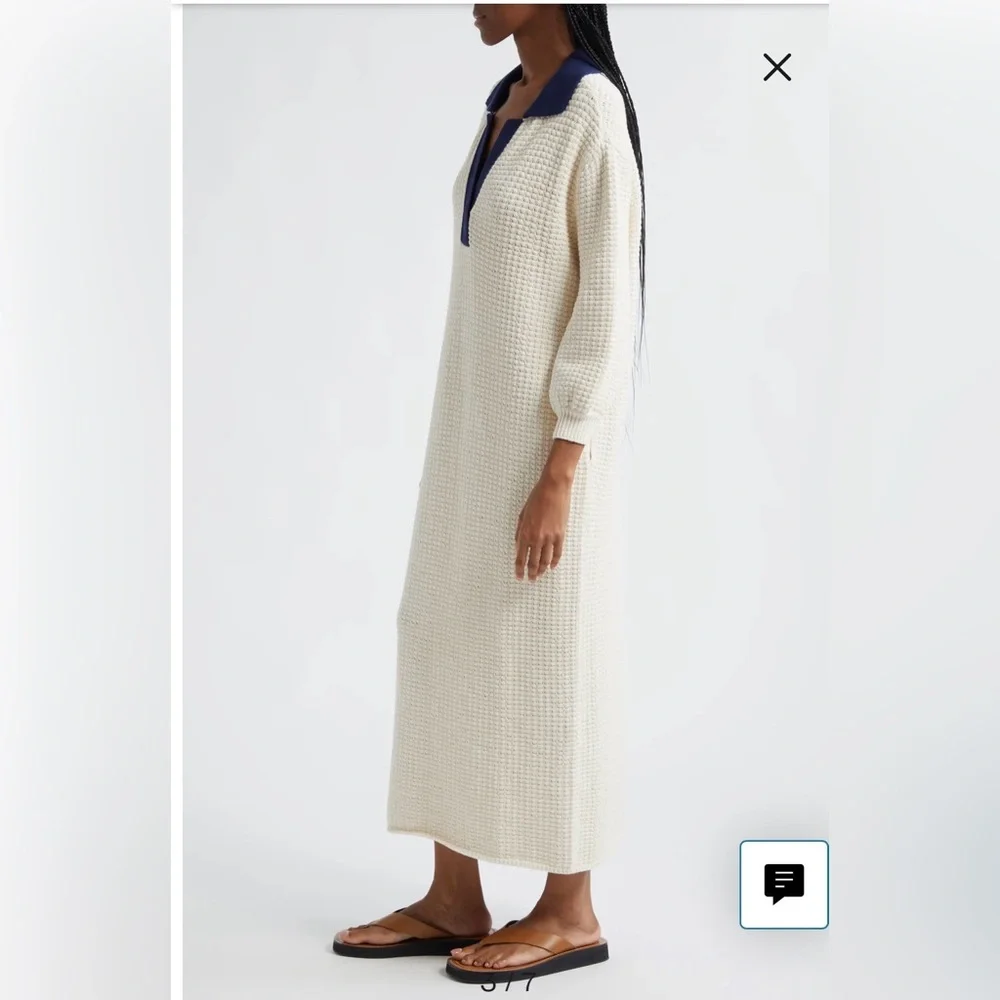 NWT Staud IVORY/NAVY ALTEA MIDI DRESS Size XS - Picture 5 of 11